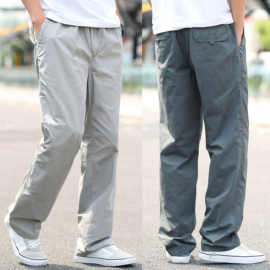 Mens Spring & Autumn Thin Cotton Cargo Pants  Loose Fit, Multi-Pocket, Breathable, Plus Size