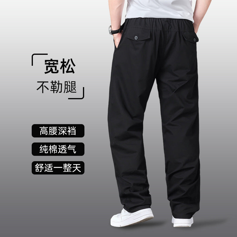 Men's Summer Thin Cotton Cargo Pants – Loose Fit Multi-Pocket Straight Casua