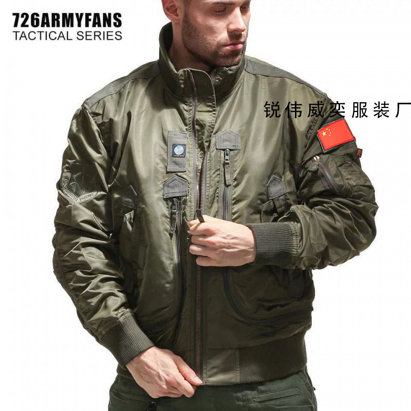 Mens Air Force Pilot Baseball Jacket  Tactical Stand Collar Leader Fan Coat