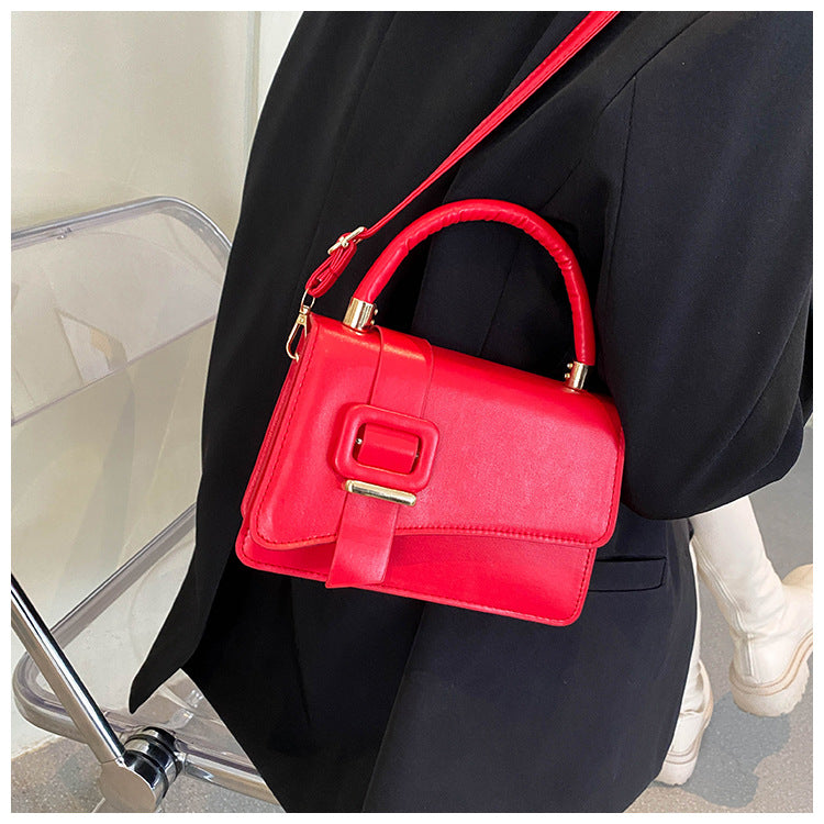 All-match texture handbag one-shoulder texture small square bag