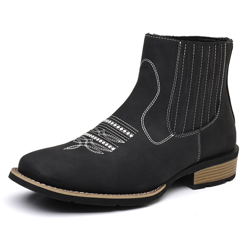 R005 Embroidered Slip-On Chelsea Martin Boots for Men