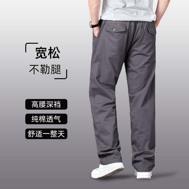 Men's Summer Thin Cotton Cargo Pants – Loose Fit Multi-Pocket Straight Casua
