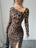 Sexy Leopard Print High-Waist Dress
