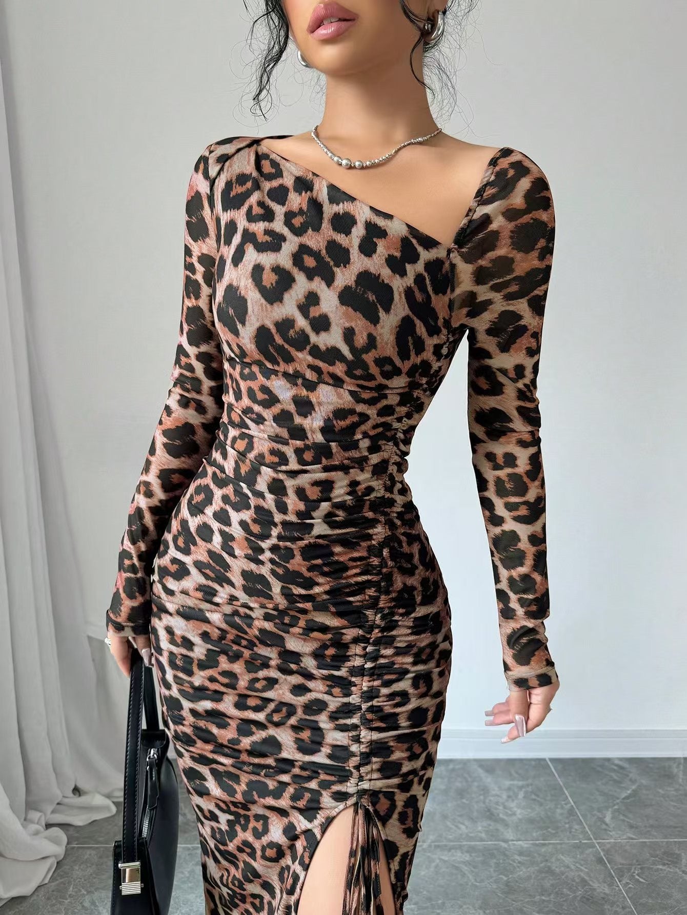 Sexy Leopard Print High-Waist Dress