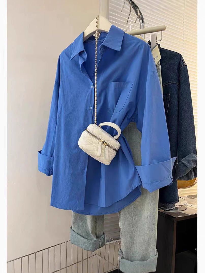 Womens Cotton Long Sleeve Layered Shirt  Spring & Autumn Cardigan Style Top