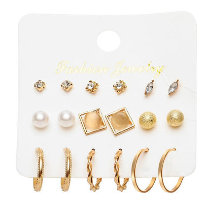 Creative French retro gold earrings set