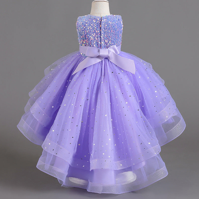 Girls' Glitter Tulle Trailing Dress