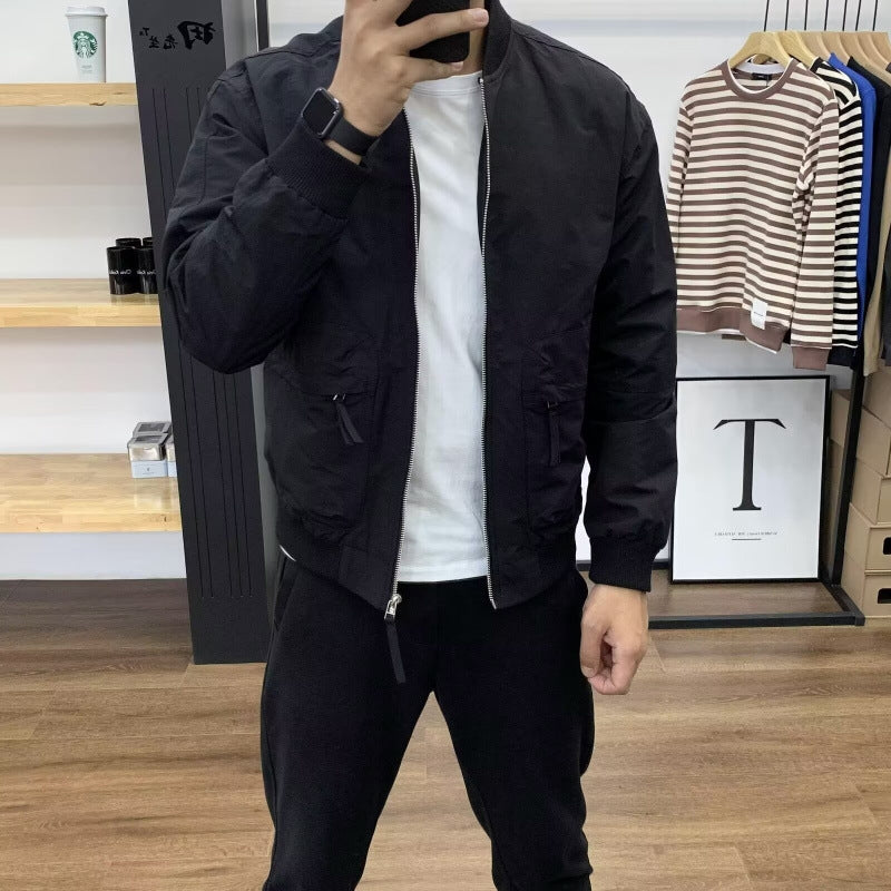 Men's Trendy Baseball Collar Jacket  Casual Sportswear, Long Sleeve, Versatile & Stylish