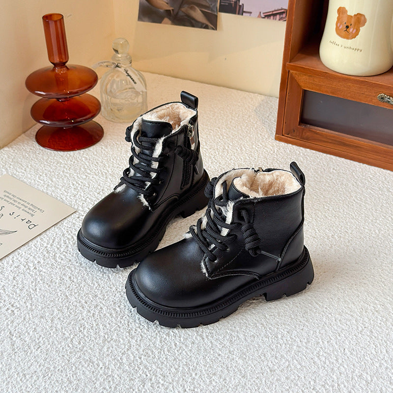 New Girls Martin Boots  British Style Mid-Leg Leather Boots