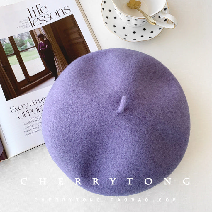 Retro Wool Beret  Cashmere & Wool Women's Hat for Autumn & Winter