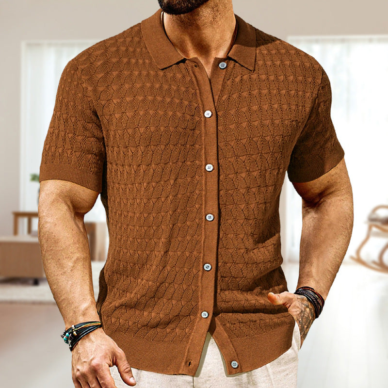 Casual Knit Polo Cardigan