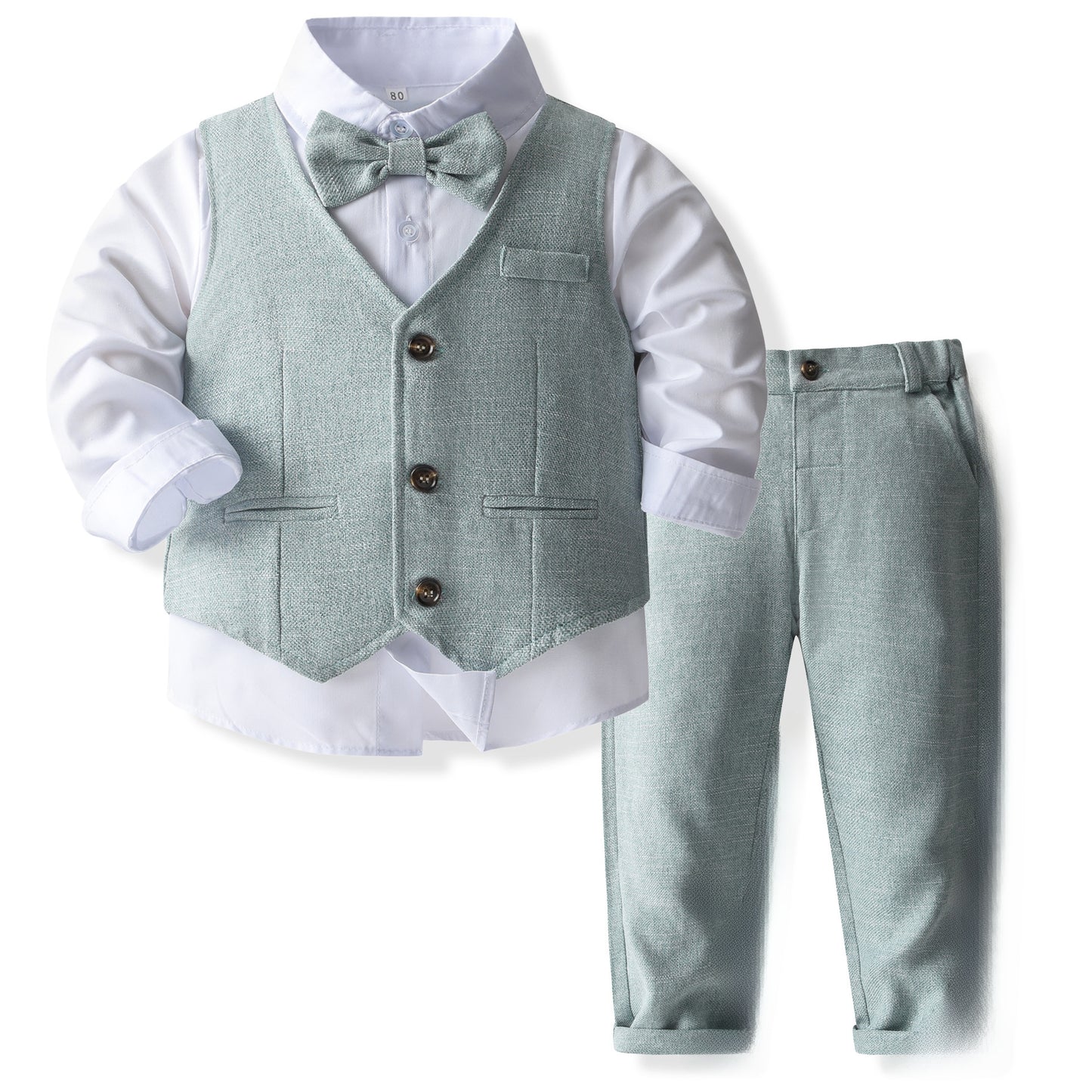 Boys' Spring & Autumn Shirt, Vest, and Pants Set