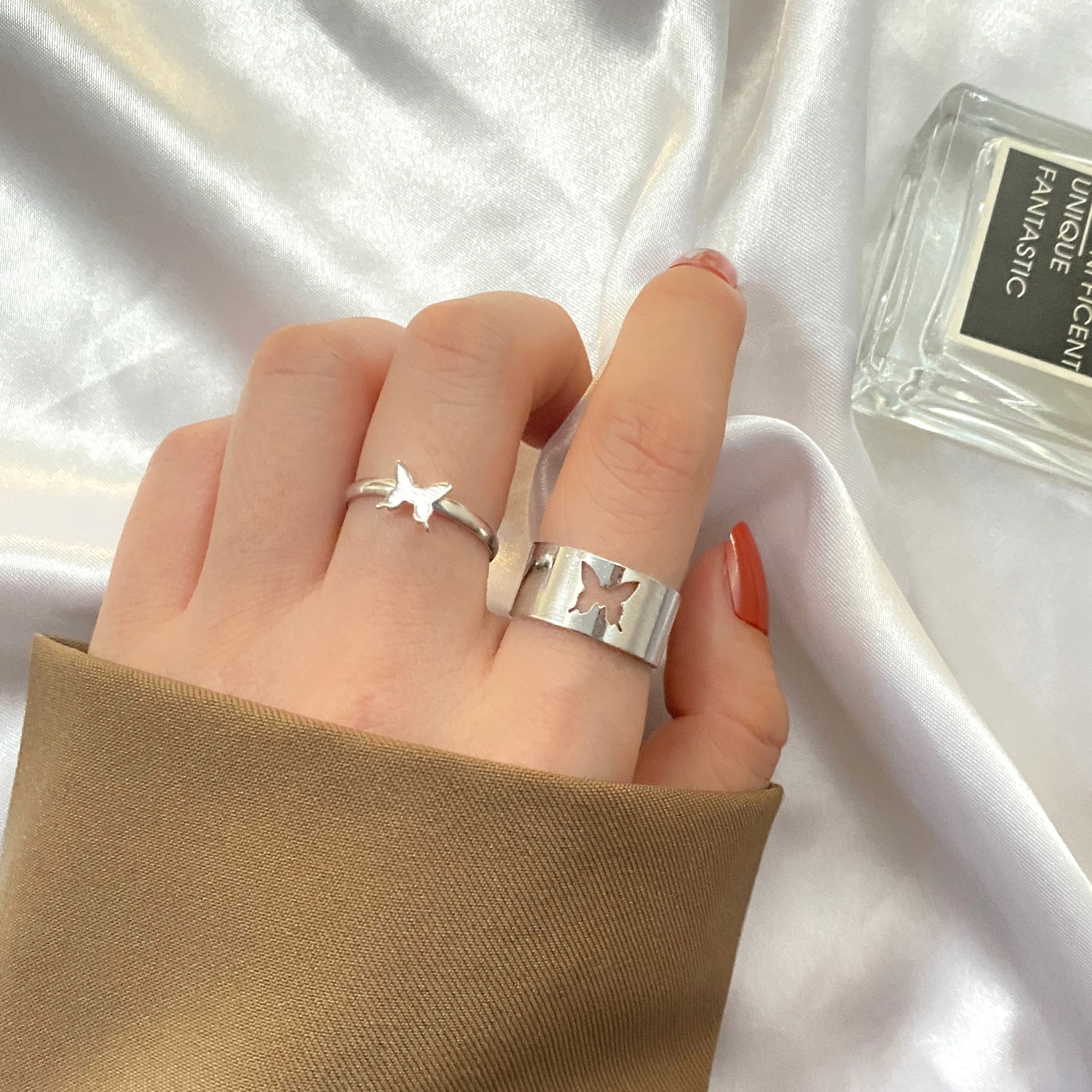 Butterfly ring opening multi-joint ring set 22 pieces love ring female design sense niche