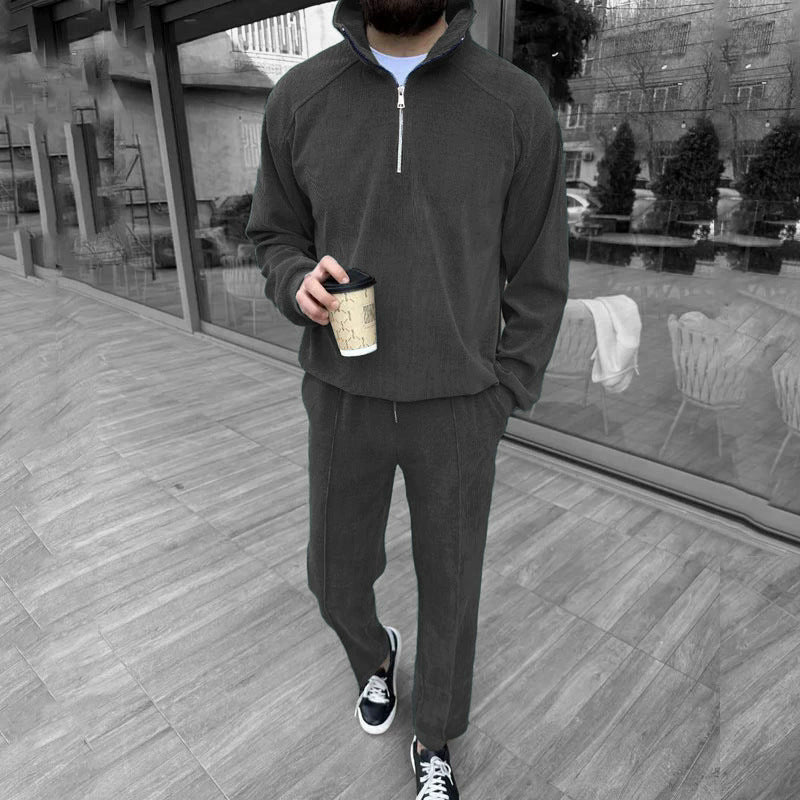 Metro Cord Corduroy Half Zipper Men's Sweatshirts