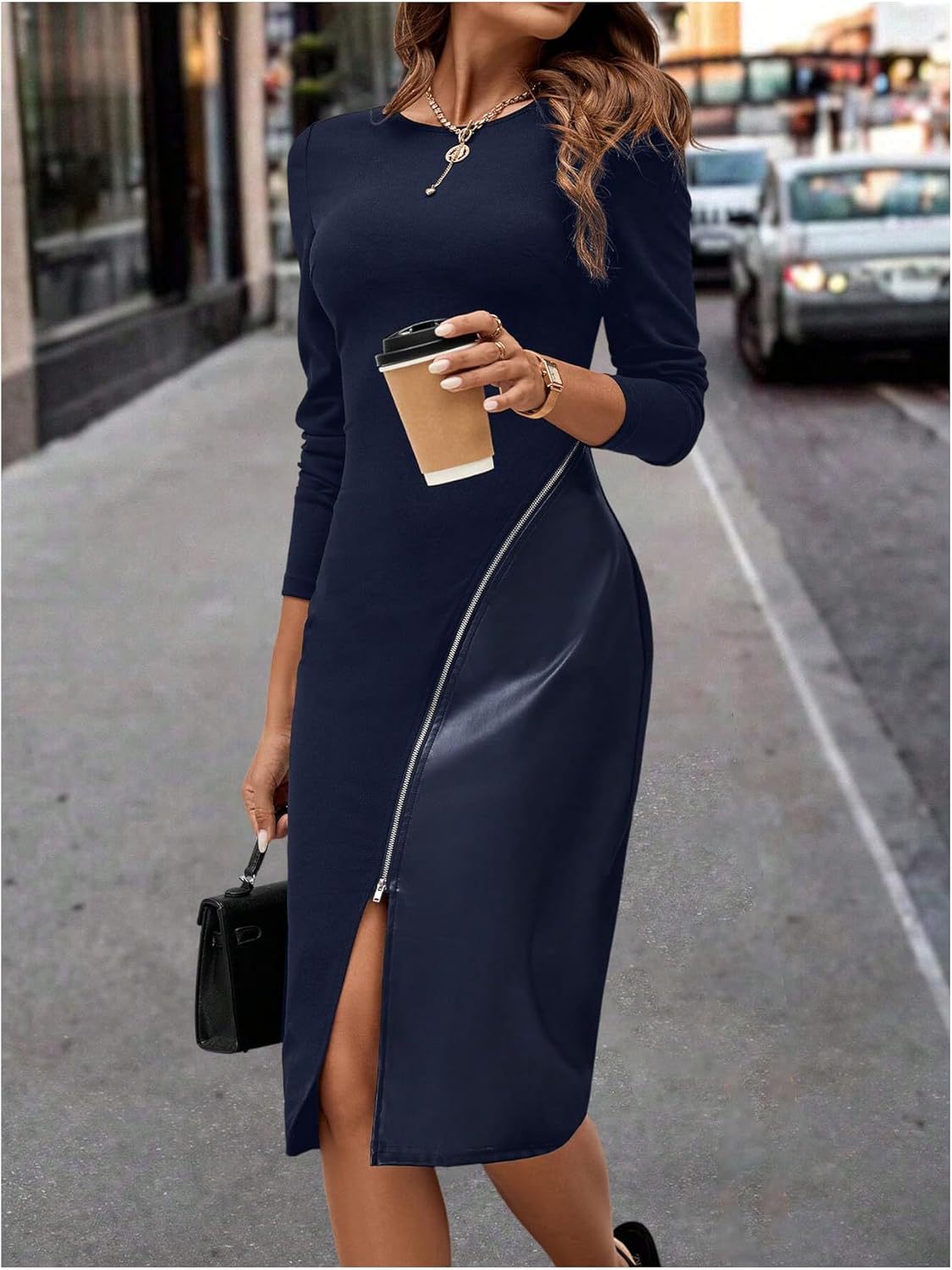 Sexy Zipper Bodycon Little Black Dress