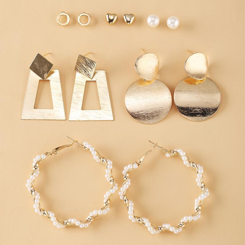 Creative French retro gold earrings set