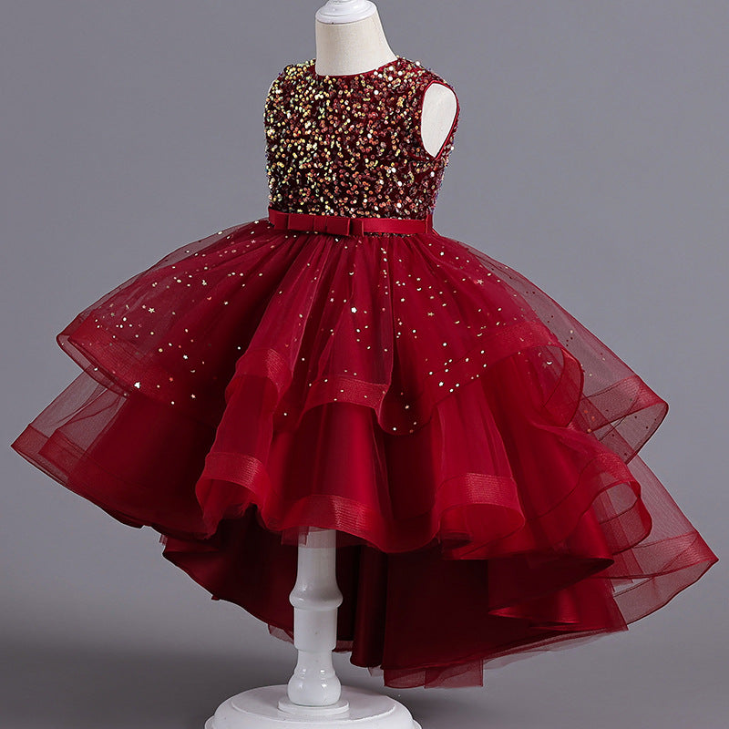 Girls' Glitter Tulle Trailing Dress