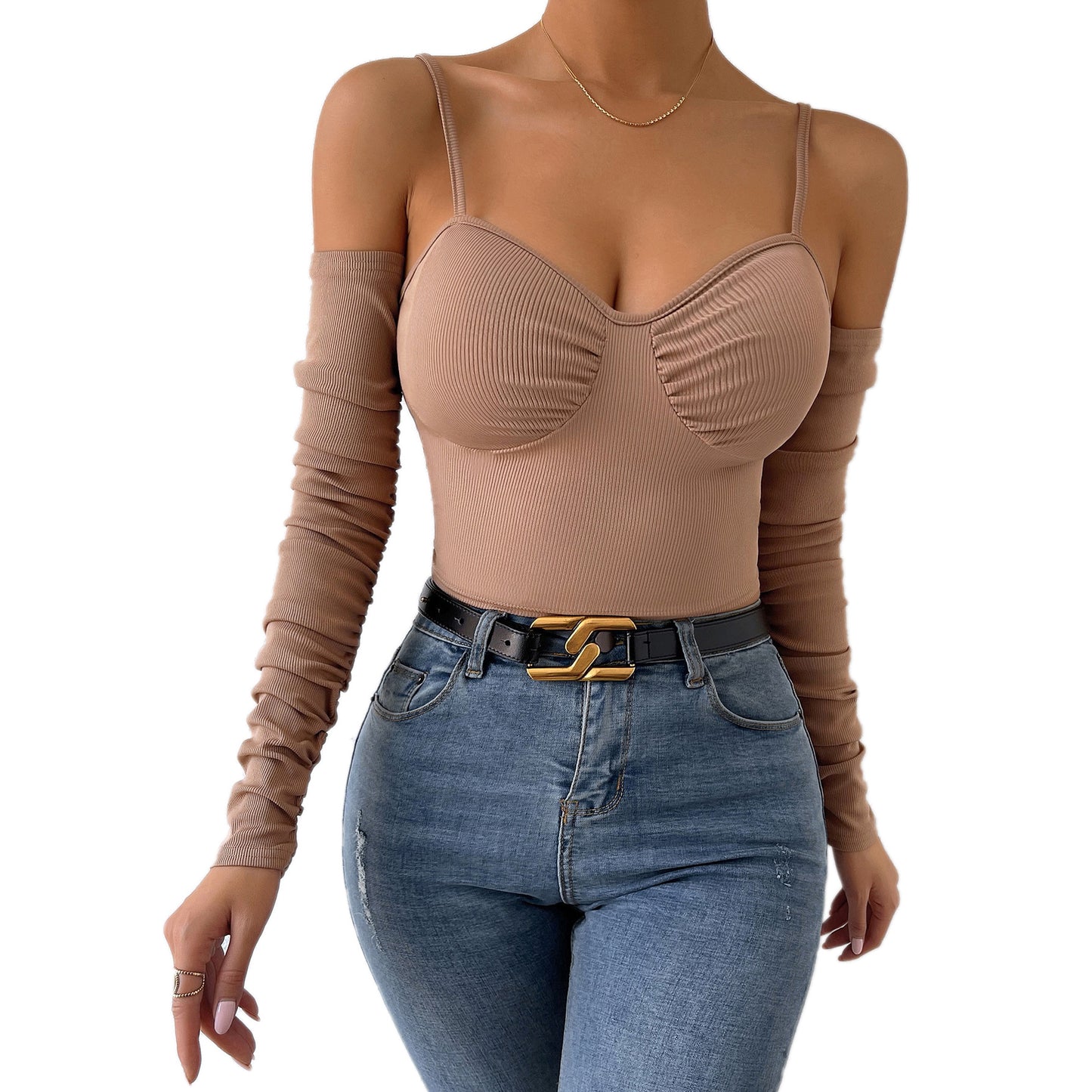 Women's off-the-shoulder vests - Women's outer tops