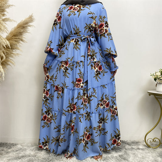 Elegant Printed Long Skirt Base Wear Dress