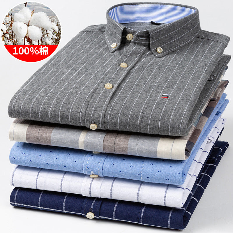 Plus Size Men's Plaid Cotton Oxford Shirt  Spring/Autumn Casual