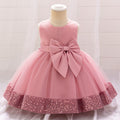 Sequin Bow Mesh Party Dress