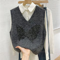 Butterfly Sequin Knitted Vest  Sleeveless Layered Sweater