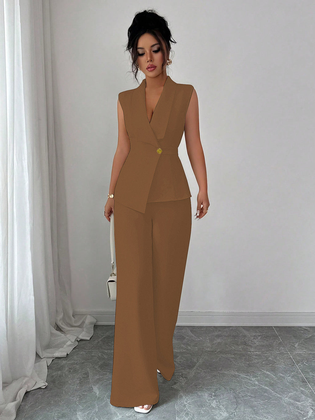 Women’s Elegant 2-Piece Vest & Straight-Leg Pant Set