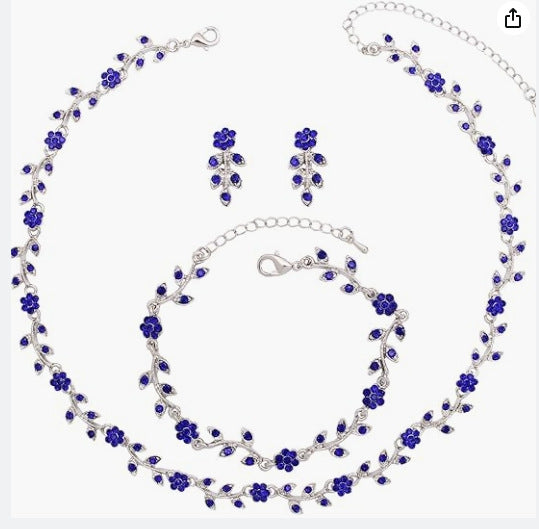Classic bridal camellia rhinestones, jewelry set, three-piece set