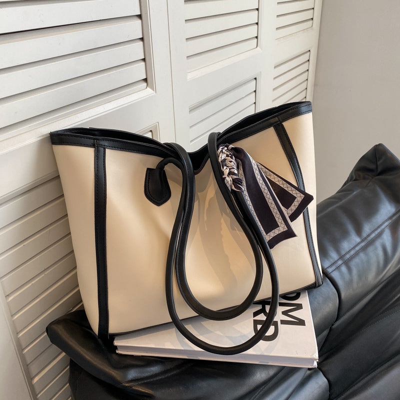 High-End Contrast Tote Bag for Women