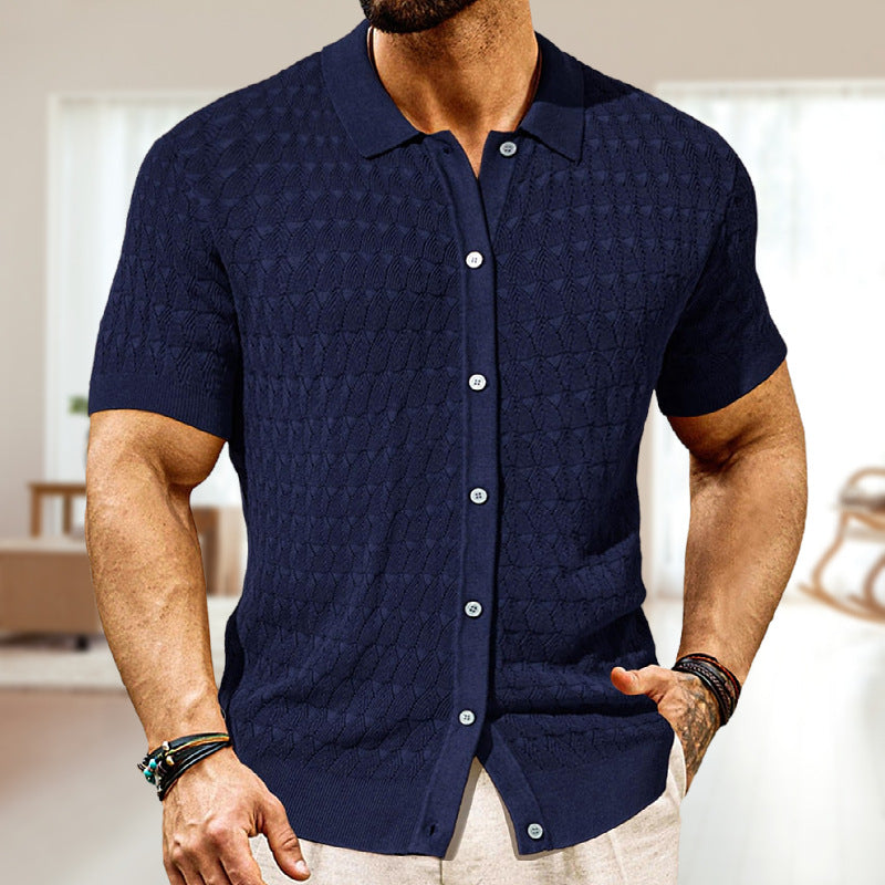 Casual Knit Polo Cardigan