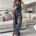 Gray Sleeveless Vest Two-Piece Set
