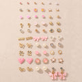 Small Love Pearl Geometric Female Stud Earrings- 30 Pairs
