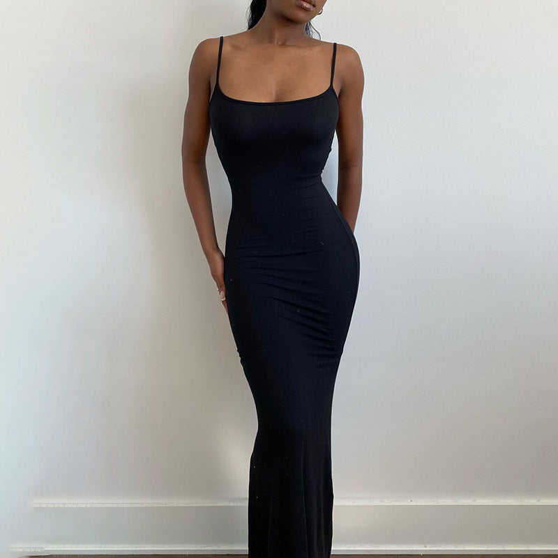Slim Fit Fishtail Dress with Suspenders