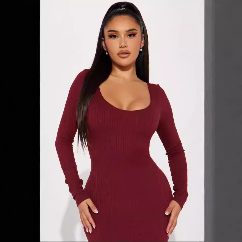 Autumn & Winter Sexy Slim-Fit Round Neck Dress
