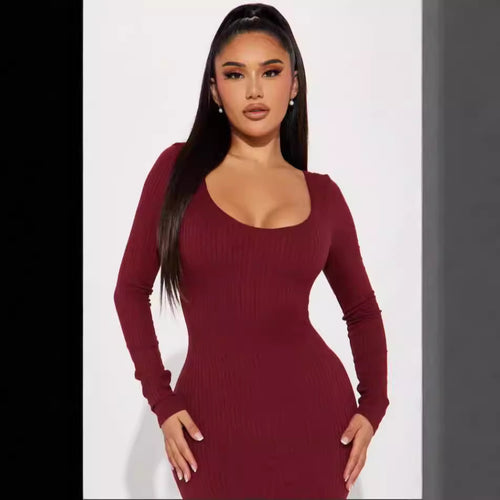 Autumn & Winter Sexy Slim-Fit Round Neck Dress