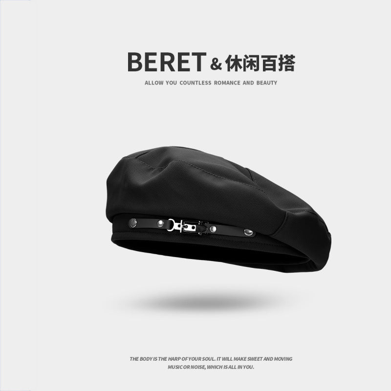 Trendy Internet-Celebrity Beret  Womens Thin Black Painter Hat