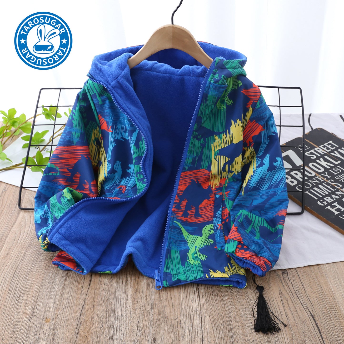 Reversible Girls' Hooded Polar Fleece Jacket  Thickened Winter Warmth (On Hand)