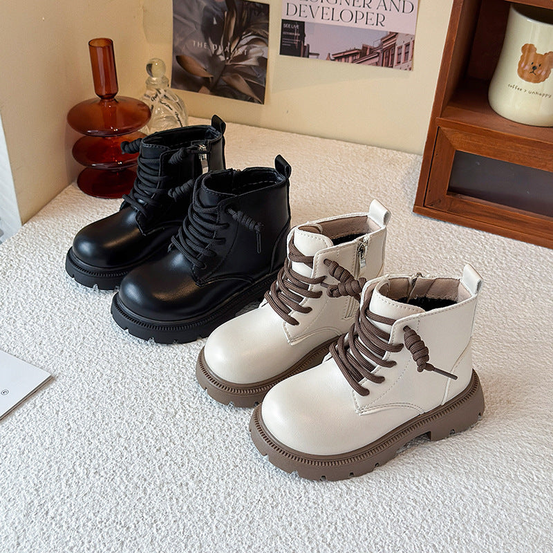 New Girls Martin Boots  British Style Mid-Leg Leather Boots