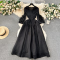 Elegant  Court-Style Tassel V-Neck Pleated Dress (On Hand)