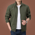 Men's Stand Collar Casual Jacket Plus Size, Solid Color