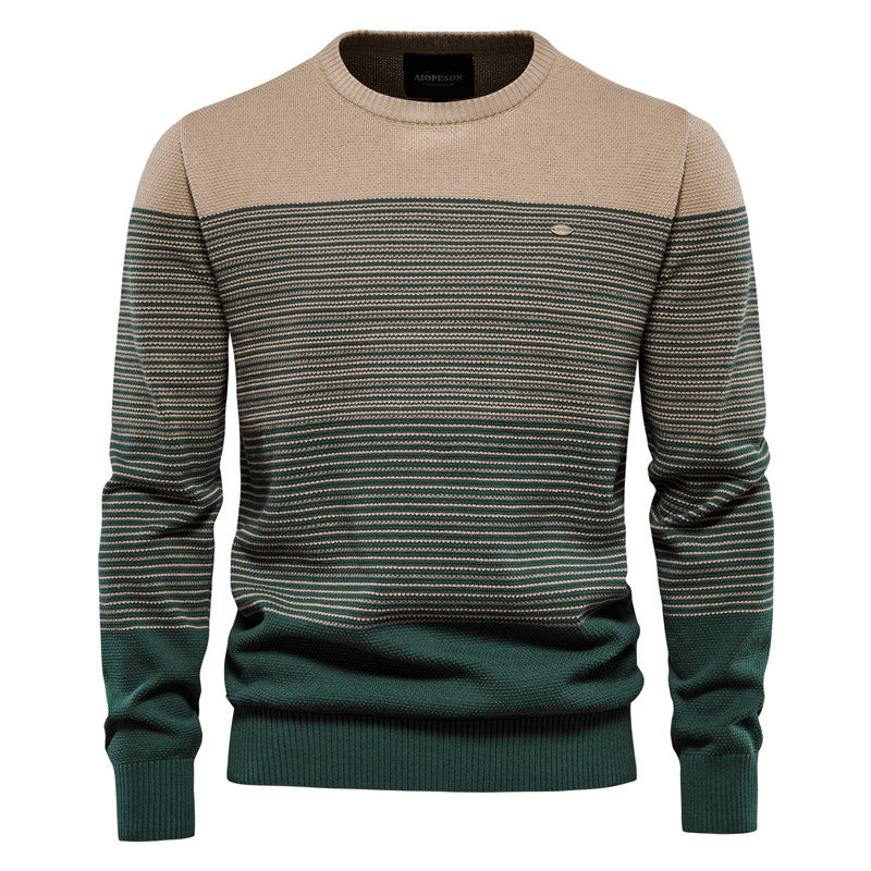 Mens Korean Style Color Block Knit Sweater Jacket