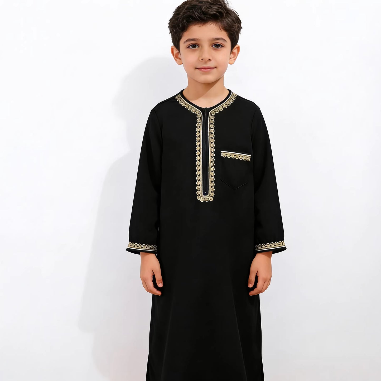 Boys Ethnic Zipper Robe  Casual Festive Traditional Outfit