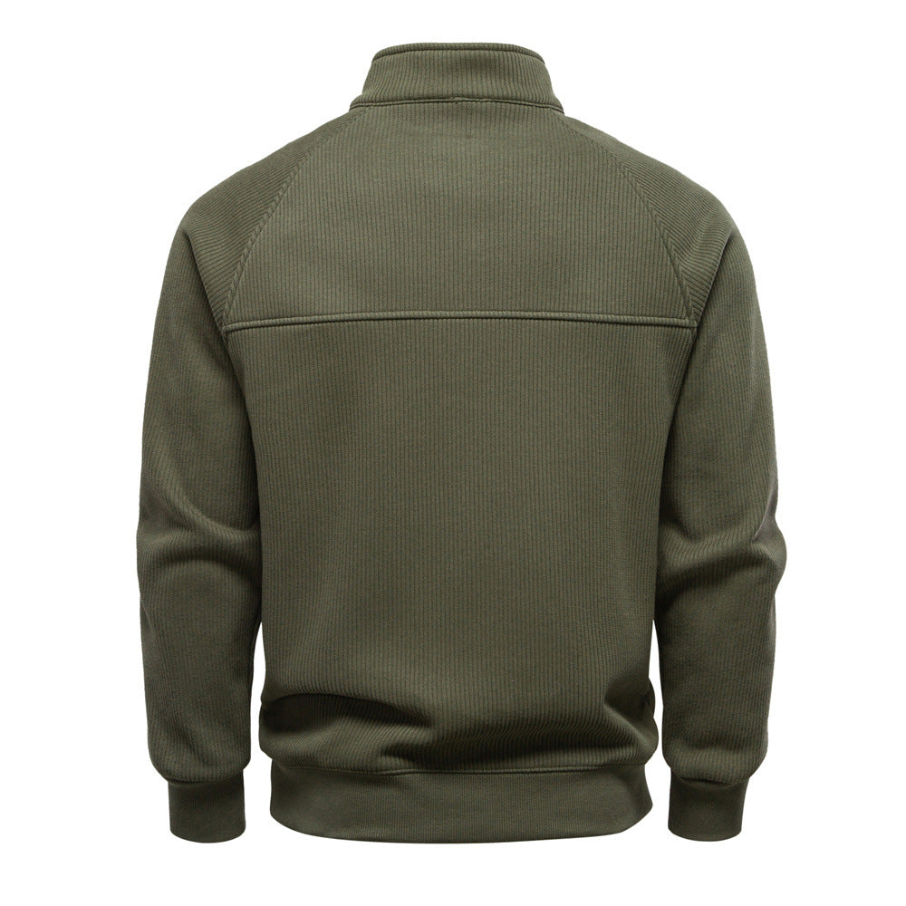 Men's Half-Zip Fleece Sweatshirt – Stand Collar Autumn & Winter Pullover