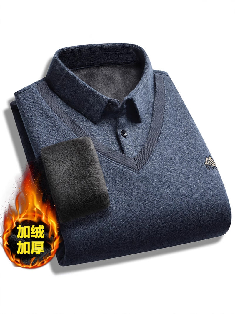 Men’s Fleece-Lined Warm Long-Sleeve Sweater