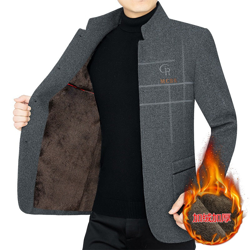 Middle-aged Mens Thickened Wool Fleece Jacket