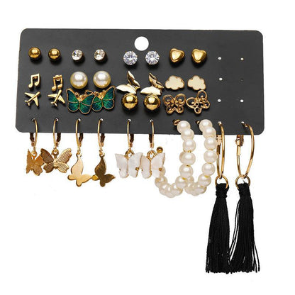 Creative French retro gold earrings set