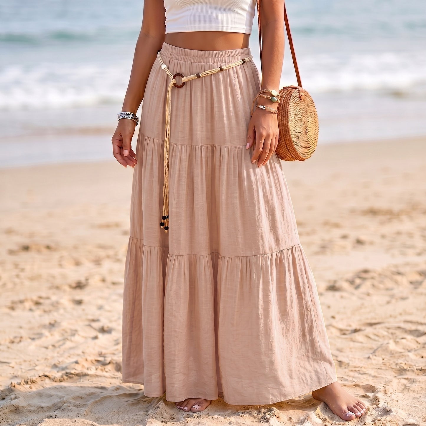 Solid Color Patchwork Layered Cake Skirt