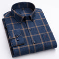 Large Cotton Men’s Long-Sleeve Brushed Plaid Shirt