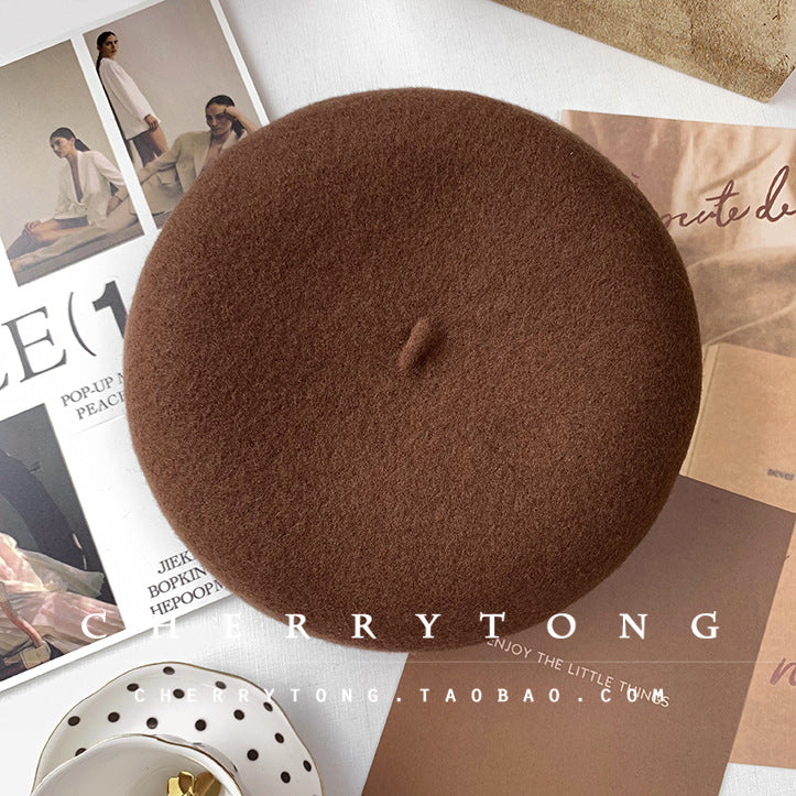 Retro Wool Beret  Cashmere & Wool Women's Hat for Autumn & Winter
