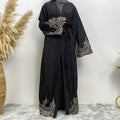 Embroidered Beaded Long Sleeve Muslim Robe